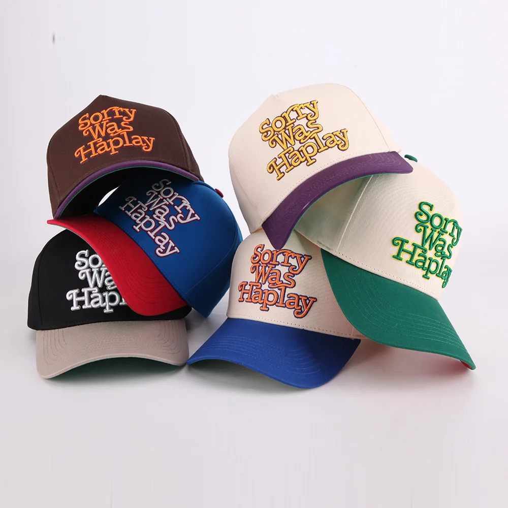 3d Embroidered Letters 5 Panel Mens Baseball Cap Customized Embroidery Cotton Two Tone Baseball Caps