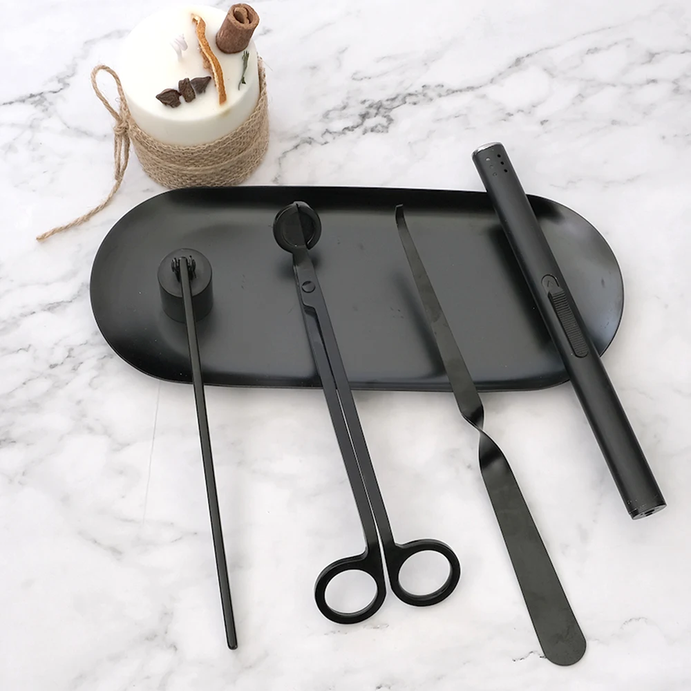 Пользовательский логотип фитиль для свечи триммер тарелка зажигалок поднос хранения 5 шт. черный