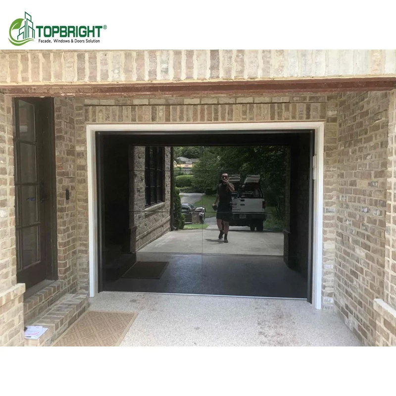 Luxury Impact Tempered Aluminum Alloy Glass Frameless Garage Door Modern Insulated Commercial Glass Garage Doors for Homes