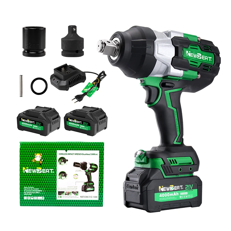 NewBeat Car Nut Brushless Electric Battery Power Wrenches High Torque Heavy Duty Cordless Impact Wrench 3/4