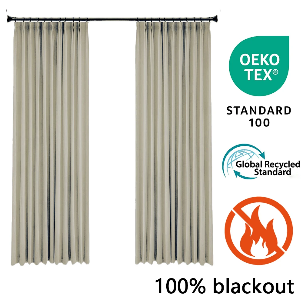 Luxury Jacquard Polyester 2 8M Width 3 Pass Fireproof Full Blackout Curtain Fabric Roll For Hotel