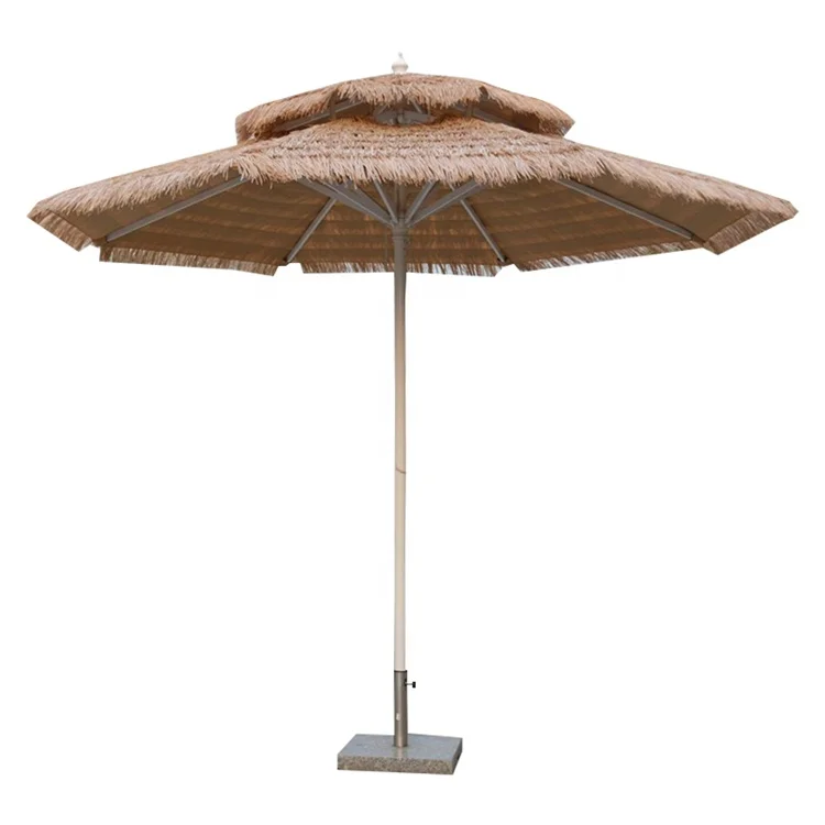 
Henghui two lays Hawaii Wooden umbrella Garden Artificial Thatch Straw umbrella Raffia parasol 