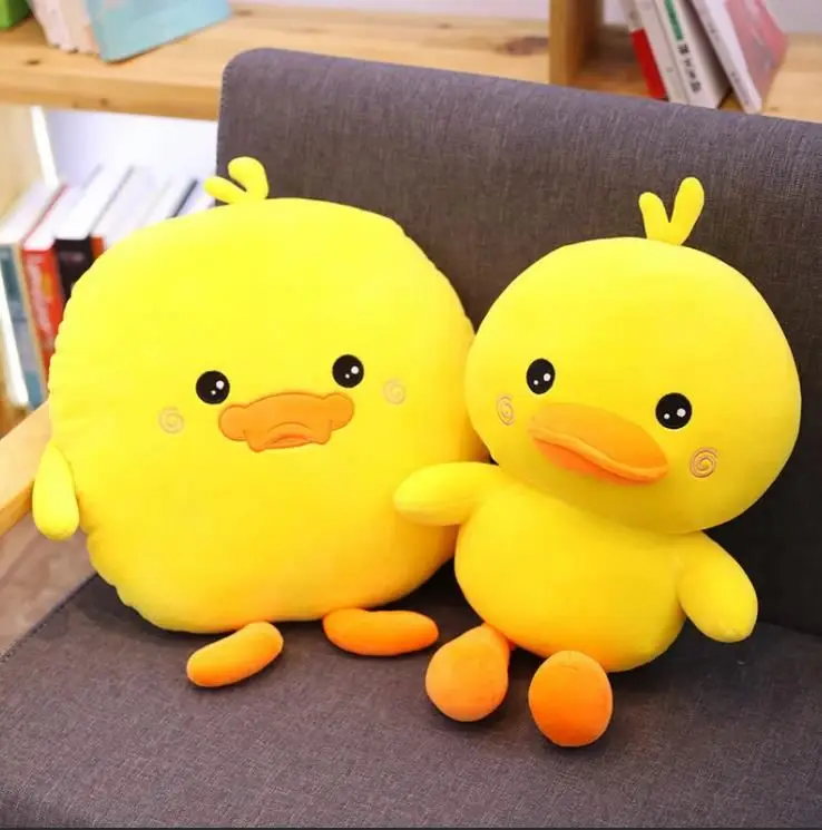 Direct Sale Price Cute plush cartoon fashion yellow duck car pillows super soft duck plush pillow