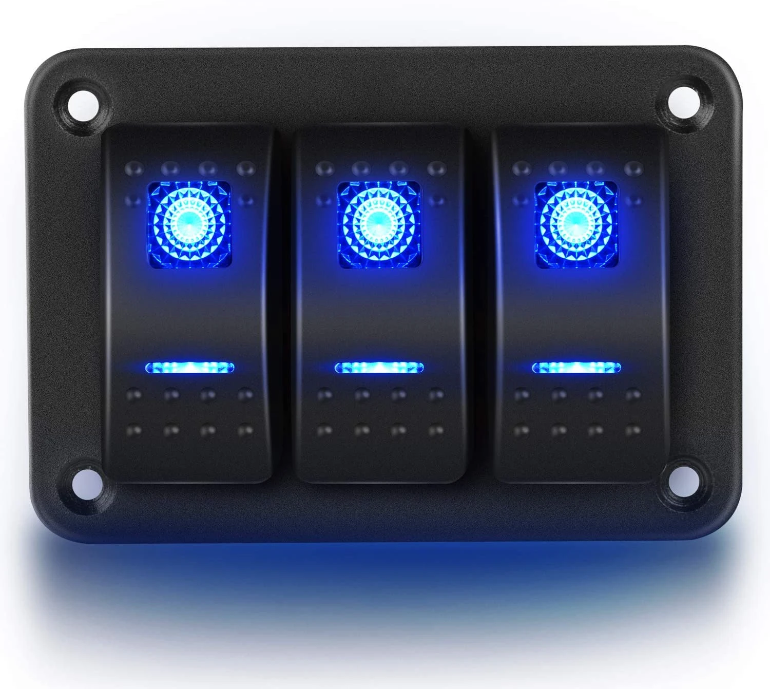 3 Gang Aluminum Panel Toggle Dash 5 Pin On/Off Pre-Wired Rocker Switch Panel