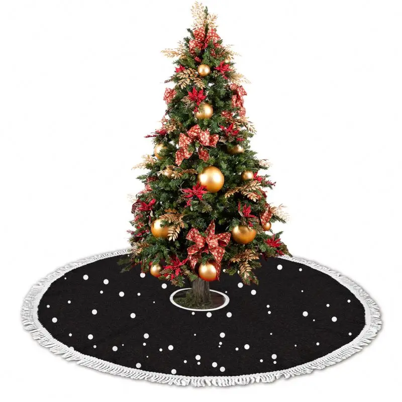 Christmas Tree Vortical Bling Bling Wine Red Pattern Custom Hotel Christmas Tree Skirt Vintage Christmas Ornaments Decor in Bulk