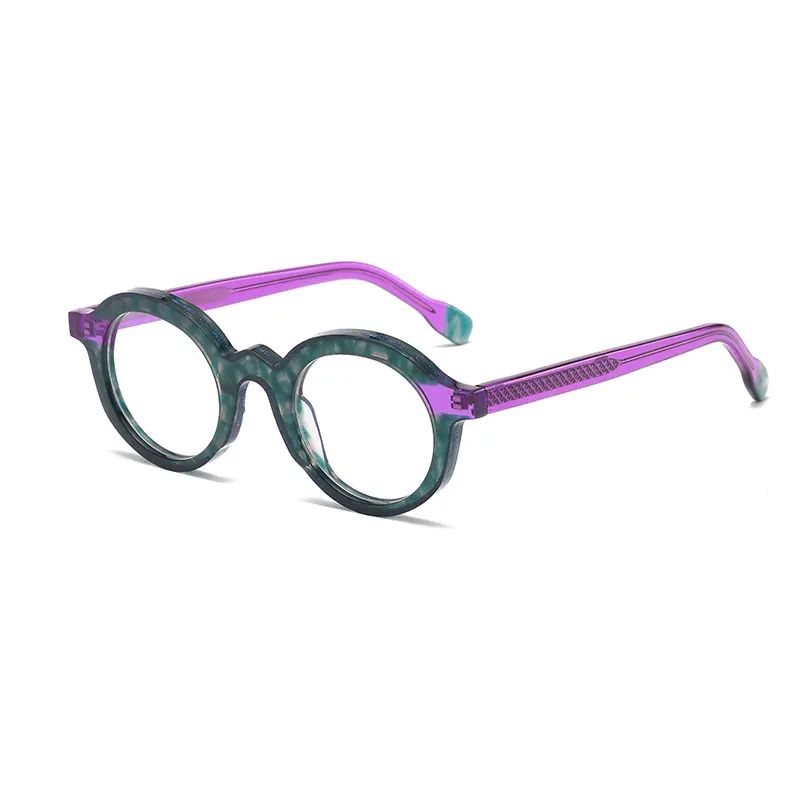 Bright Round Shape Vintage classic Optical Frames custom brand high quality Eyeglasses frame with Glitter powder decoration