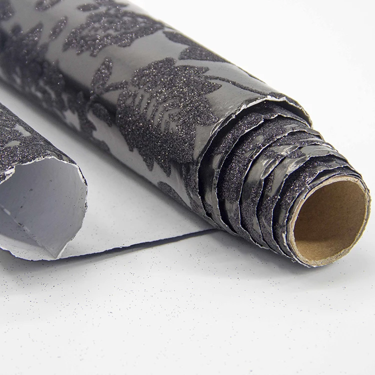 wholesale rose flower flocking art wrapping paper for gift