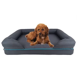 Wholesale Luxury Washable Square Large Cat Memory Foam Orthopedic Soft Dog Bed With Bolsters