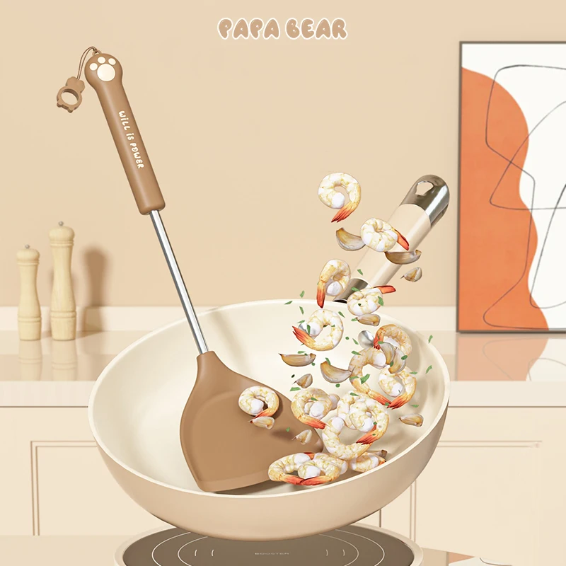 New Cartoon Bear Cooking Tools 5 Pcs Sets Silicone Kitchen Spatulas Set Non Stick Colander Turner Home and Kitchen Accessories