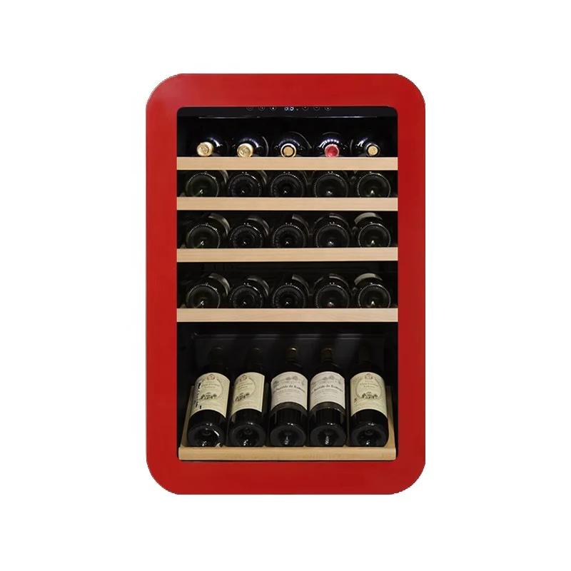 39 Bottles Red/White Compressor Fan Cooling Retro Wine Cooler