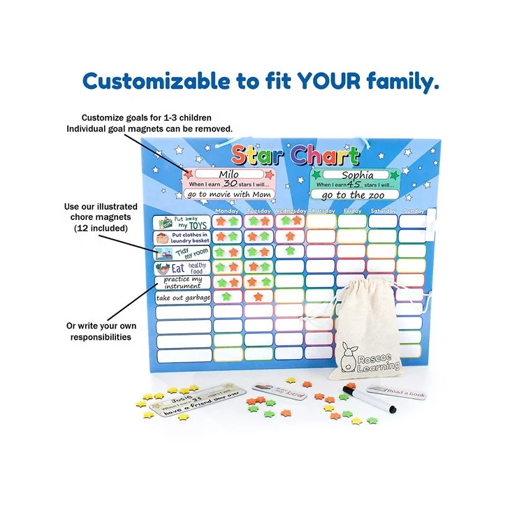 hot sells high quality educational magnet toy  Customs Reward Star Chart board for children 400*320mm