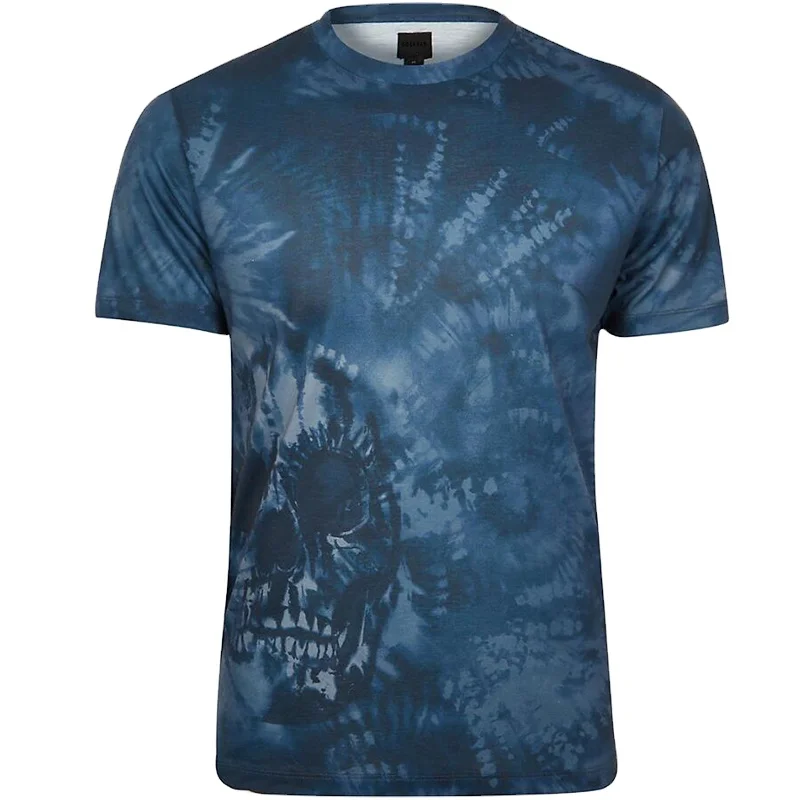 navy skull tie dye printed slim fit t wholesale fashion t-shirts