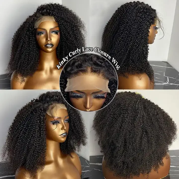 Top quality kinky curly glueless 5x5 closure hd lace wig raw Indian temple human hair bundles and wigs wholesale vendors