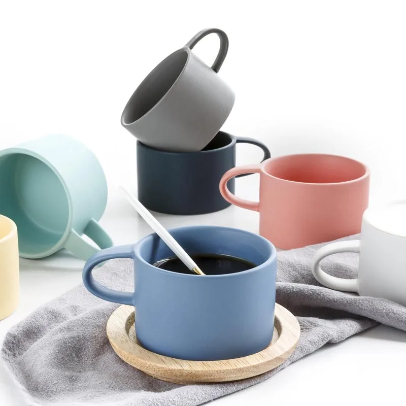 Wholesale 200ml modern style matt solid color ceramic coffee mugs