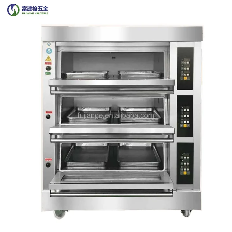 Large Three 3 Deck 6 Layers Trays Gas Oven Commercial Used Professional  Fashion Type Gas Oven Deck Oven Baking Horn