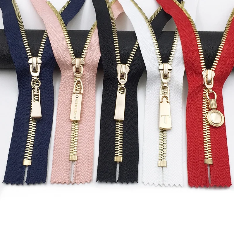 No. 5 zipper Corn teeth real copper zippered long clothes open tail zipper