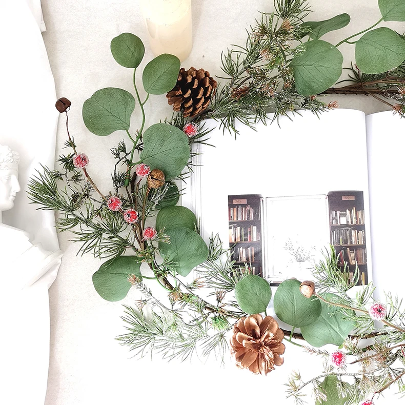 Christmas garlands decoration with red berries wholesale Christmas party garland