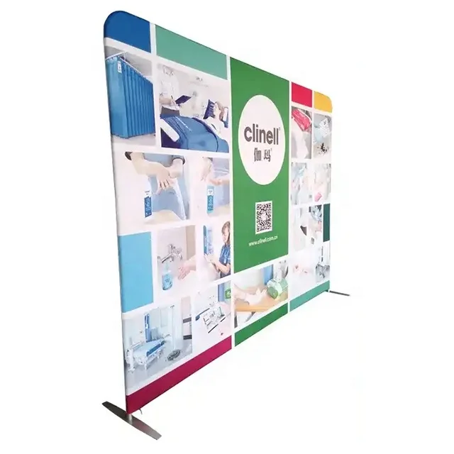Wholesale 10ft Portable Display Wall Event Stage Curtain Stand Tension Fabric Backdrop Trade Show pull up pop up display  Banner