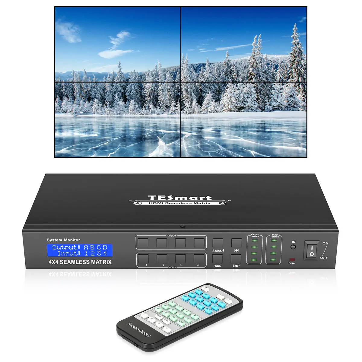 2X2 Video Wall 4x4 HDMI Seamless Matrix Switcher Up to 4K HDMI Matrix 4x4 LAN Control Video Matrix Switches