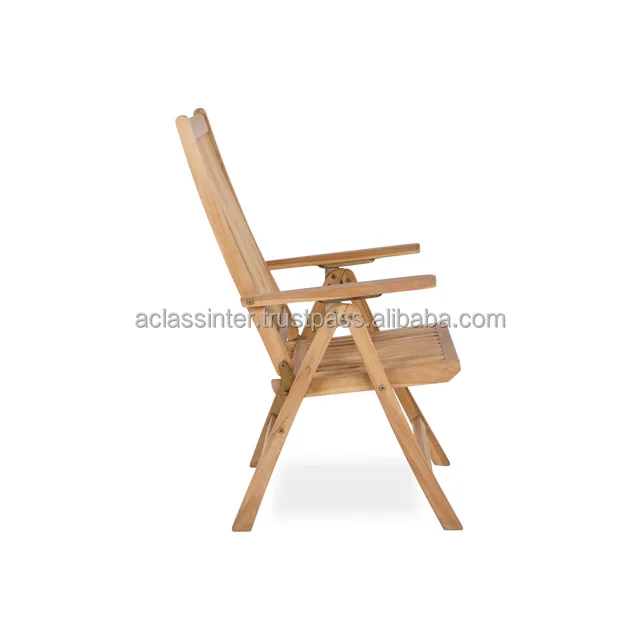 Brigitte Garden Reclining Folding Patio Dining Chair Wooden Teak Outdoor Furniture, Outdoor Bench Set Chair Seat Dining