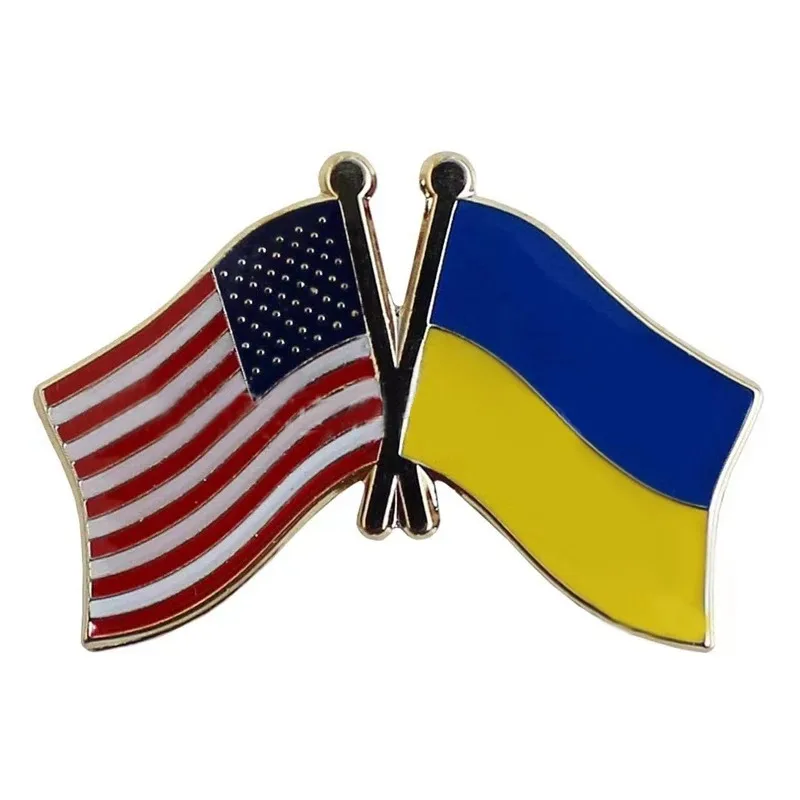 Официальная булавка со скрещенными флагами в США и украинском стиле значок эпоксидная купольная защита флаг страны мягкая эмалированная брошь с американским флагом