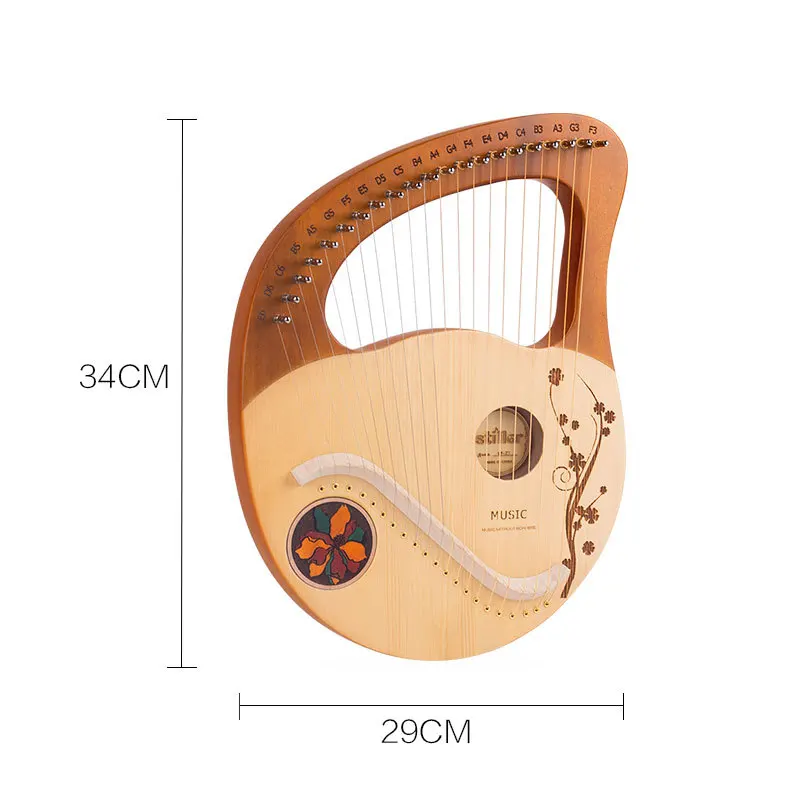 21 Strings Lyre Harp Solid Mahogany Wood For Beginners With Tuning Tool