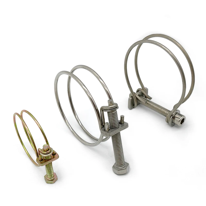 W4 Stainless Steel Double Spring Steel Wire Hose Clamp Clip for Pipe Fitting