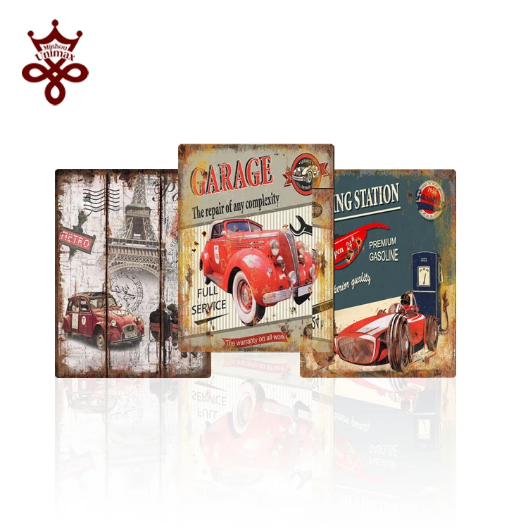 Cheap custom tin signs wholesale antique metal signs route 66 decorative metal signs