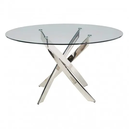 
Stainless Steel Furniture Shining chrome glass Dining Table 