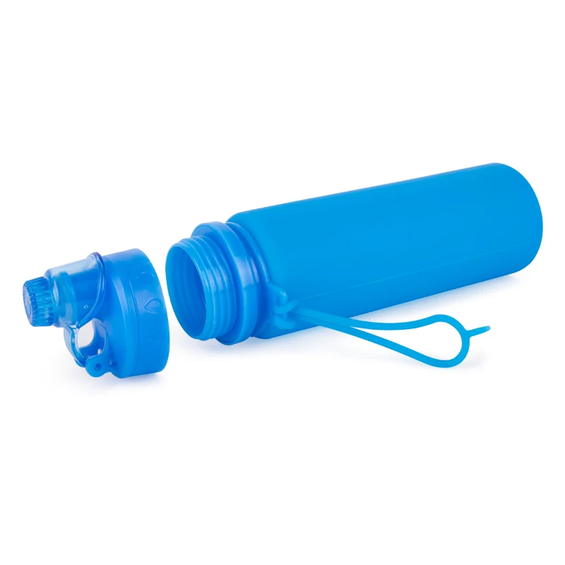 Foldable 500ML Sports Water Bottle Silicone Collapsible Water Bottle BPA Free for Gym Camping Hiking Travel