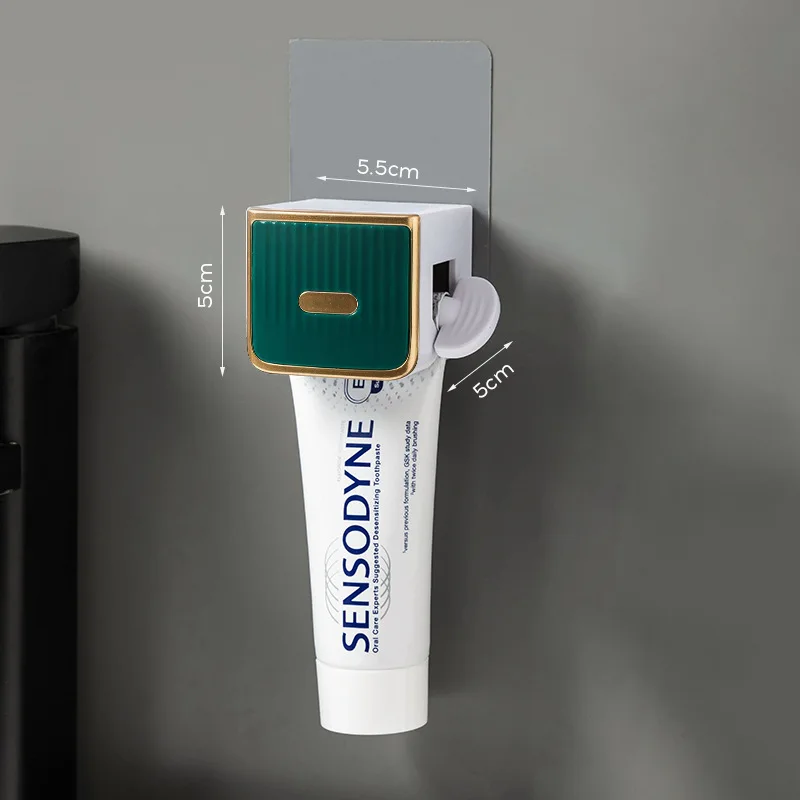 Factory Wholesale Bathroom Wall Hanging 2022 New Product Automatic Squeeze Toothpaste Dispenser With Plastic Toothbrush Holder