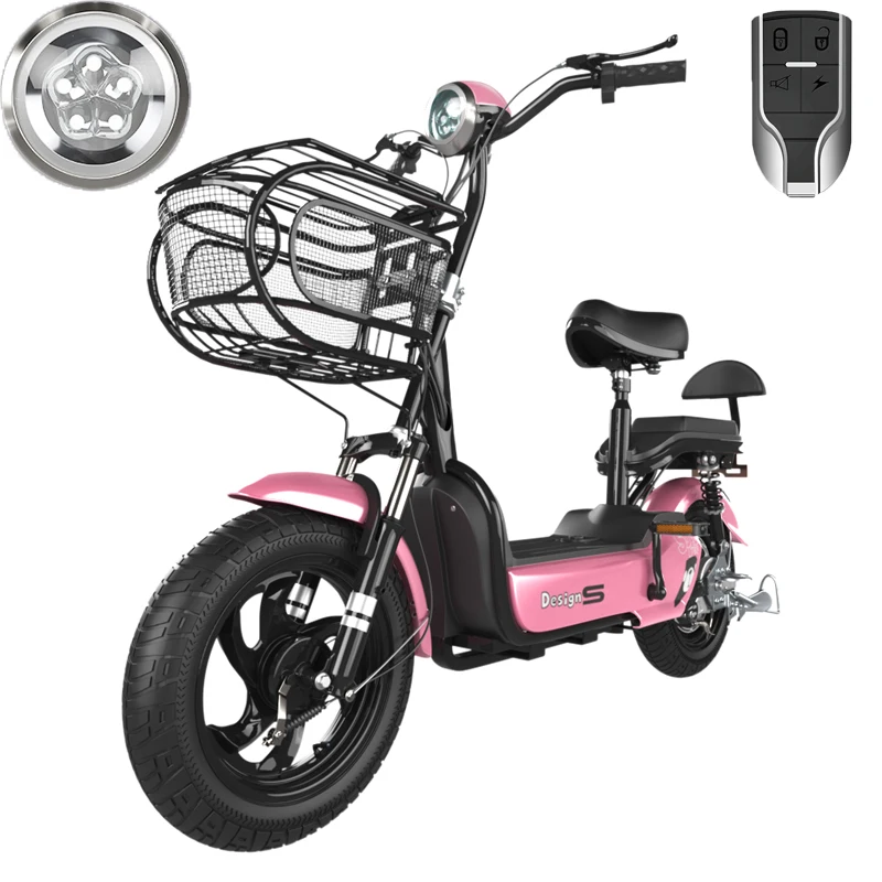 
Front and rear double shock absorption carbon steel covered electric bicycle 