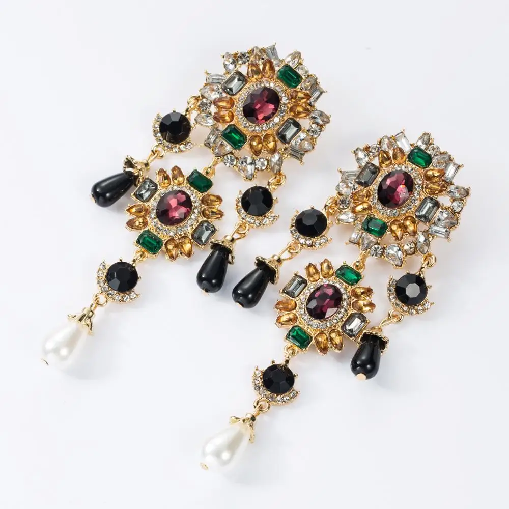 Multilayer Alloy Diamond Rhinestone Acrylic Imitation Pearl Earrings Stud Earrings