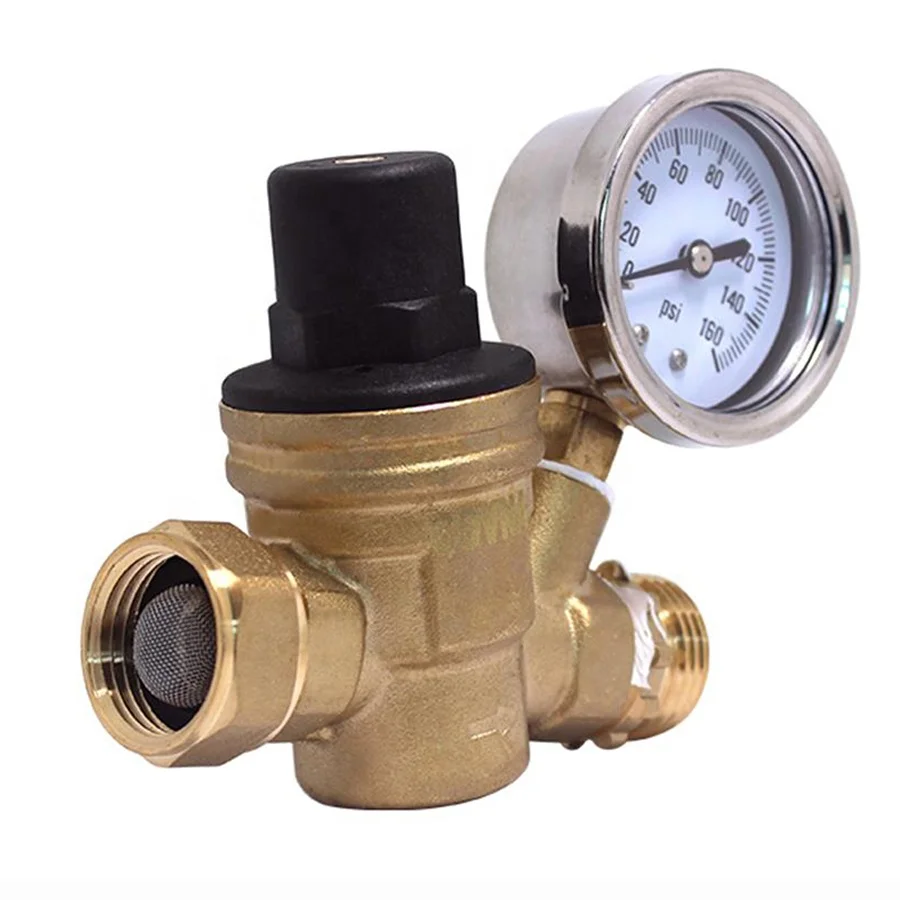 High Performance COVNA Brass Adjustable Pipe Water Pressure Reducing Control Valve with Gauge
