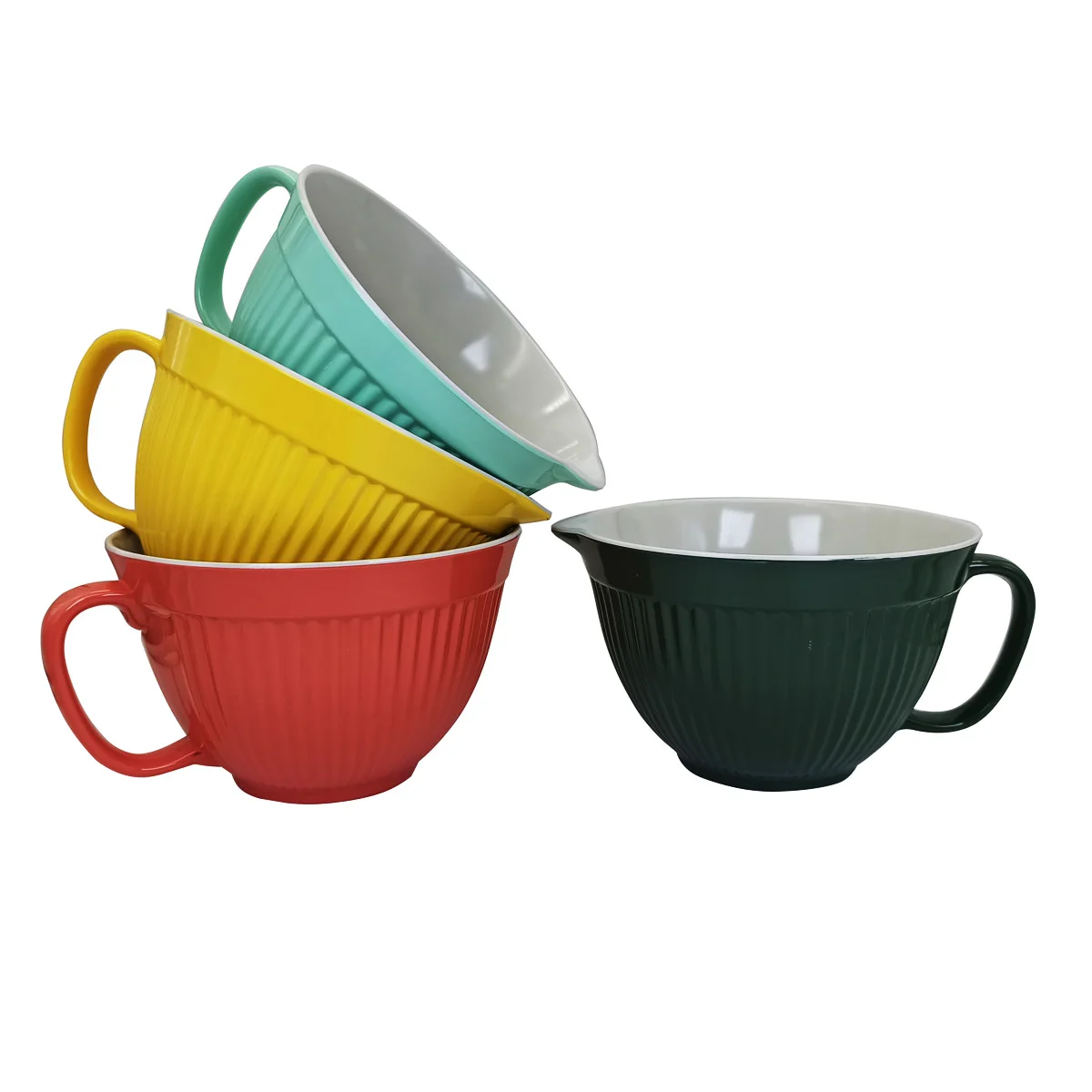 
durable melamine batter bowl Built-in spout and handle for mixing, pouring and storing cake, pancake, with non-slip bottom 