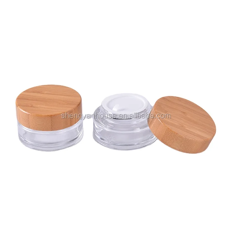 Biodegradable Eco Bamboo Glass Cream Jars With Wooden