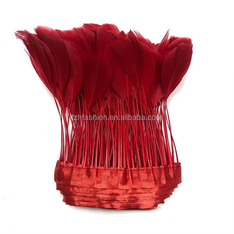 Natural Feathers Stripped Goose Feathers Dyed Fringe Trim For Feather Earrings Millinery