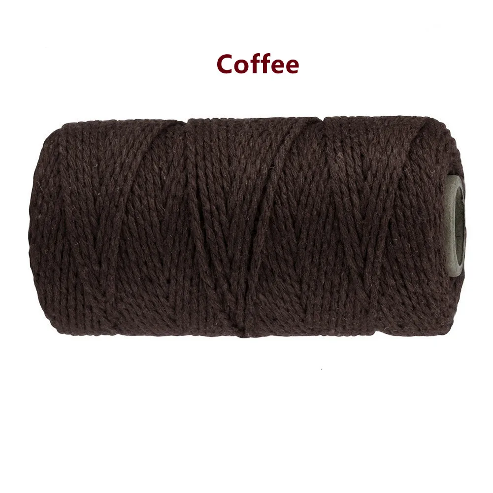 Natural Quality Set 100% Cotton Braided Black Rope 2mm 3mm 4mm 5mm 6mm 8mm 10mm Single Strand Twisted Color Macrame Cord