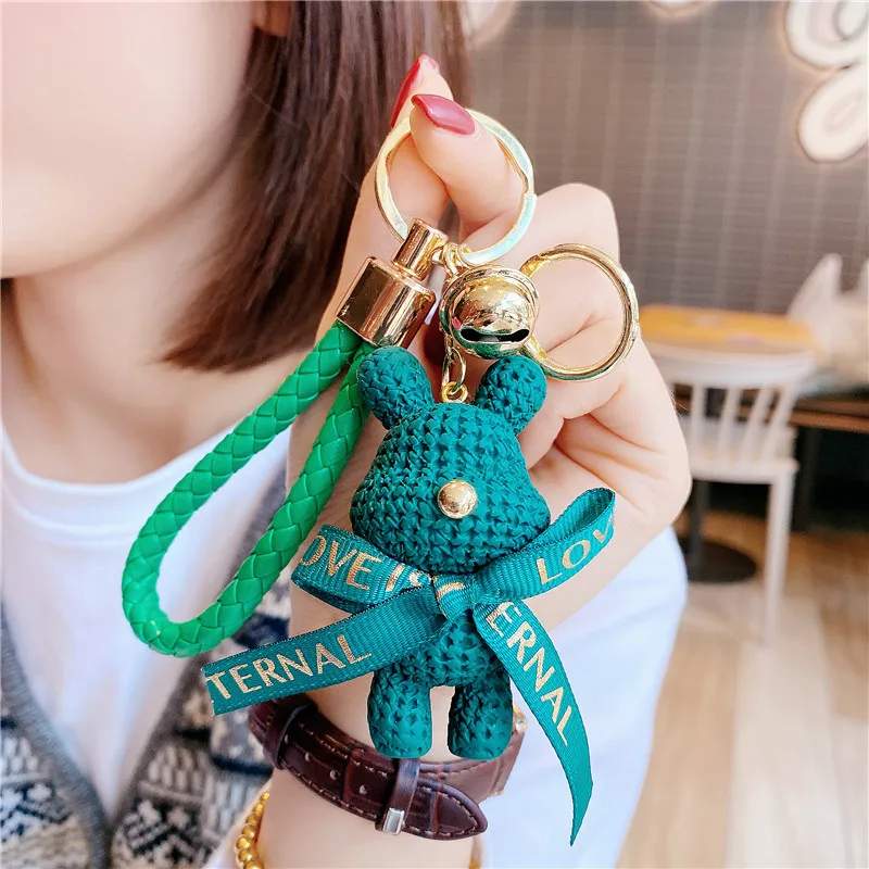 Fashion Cartoon Bear Doll Key Chain Resin Wool Cute Bear Car Keychain Bag Pendant Gift