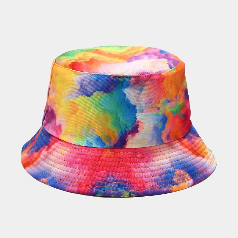 bucket hats bulk wholesale custom logo hat 48 Color  2021 New fashion designer cotton material tie dye colorful bucket hat
