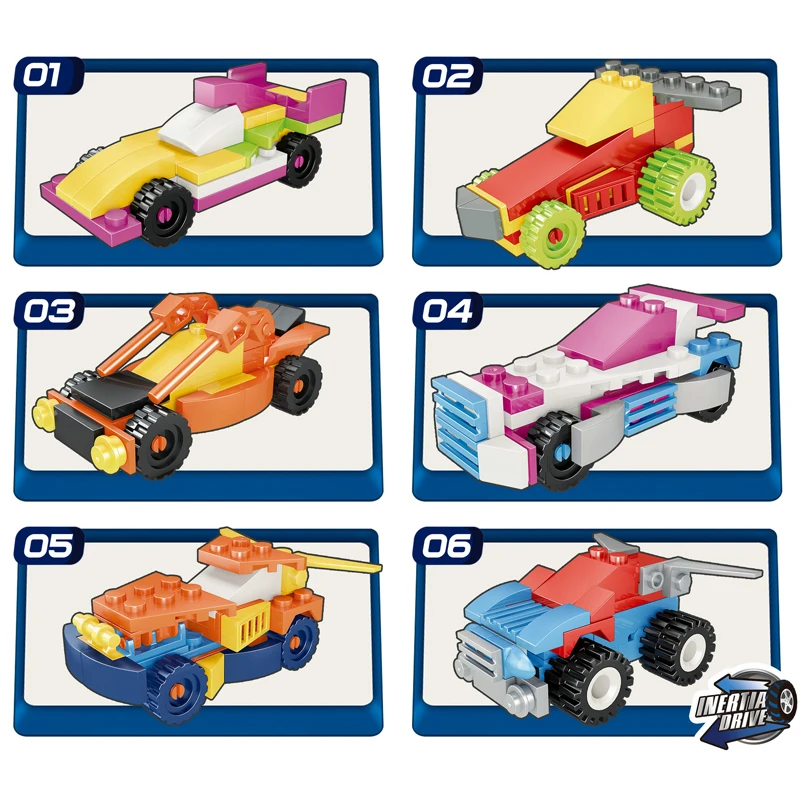 12 in 1 blind box toys fire fighter pull back car building block toys for children