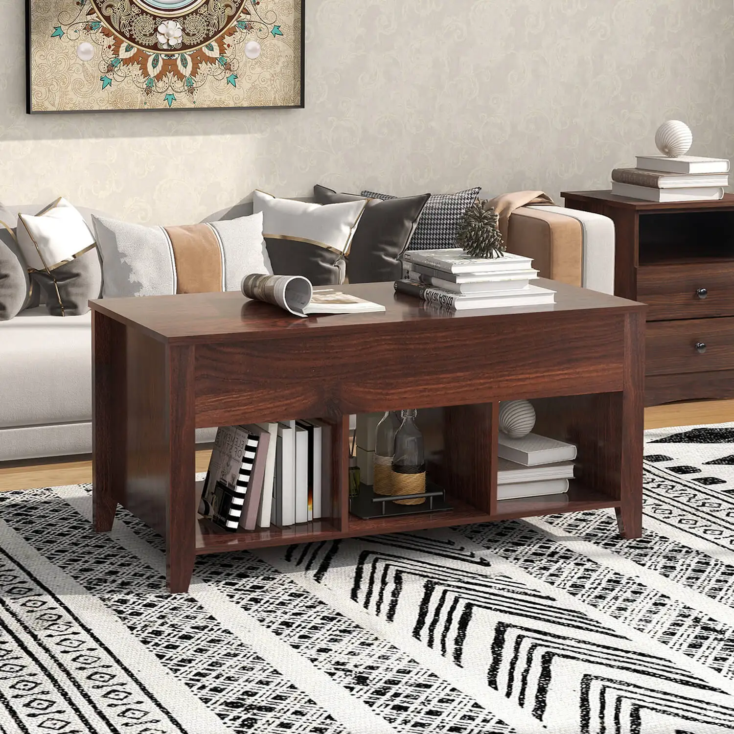 USA fast delivery stable construction sintered stone coffee table adjustable coffee table with storage