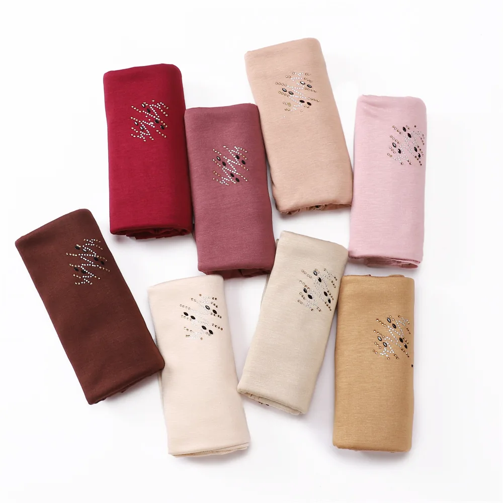 Chunky Mercerized Cotton Headscarf Hijab For Women Wholesale Solid Color Muslim Women Long Turban