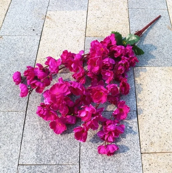 Hot sale silk 7 branches peach flowers cherry blossom branch for wedding home decoration