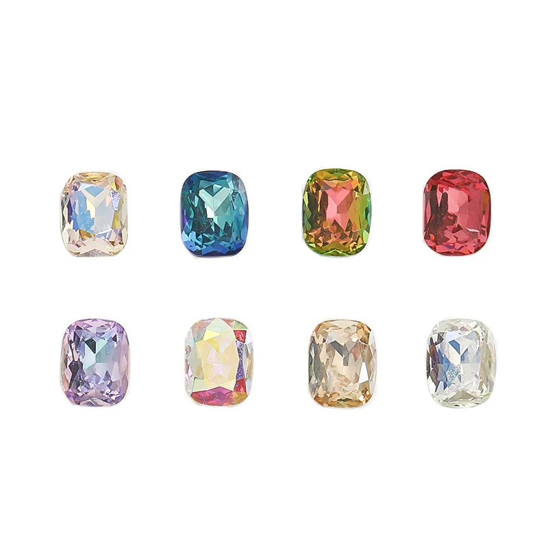 Dongzhou High-end Rectangle Roundish Corner Crystal Fancy Stone Pointed Back Stone DIY Nail Art Accessories