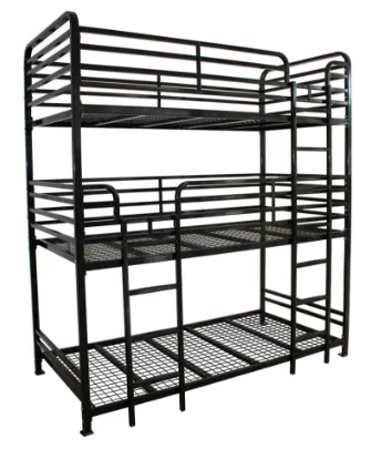 Modern Wooden Bed Furniture 3 Tier Kids Bed Triple Bunk Bed for Child Metal 10 Sets 10 Years on Normal Use ISO9000 & ISO14001