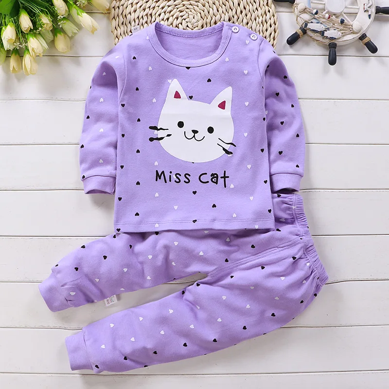 2020 Kids Pajamas Cotton Kids Sleepwear Set Children Cute Cartoon Pajamas Suit Clothes for Kids Girls