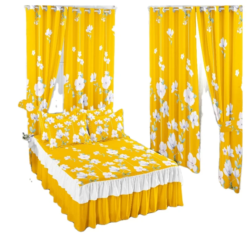 African Style Custom multi king 9PCS Polyester Sheet and Curtain Matching Set