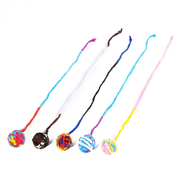 Kitty interactive play ball of wool QQ Grind their teeth to play 40 cm tail Cat toy ball Nylon pure manual weaving the ball