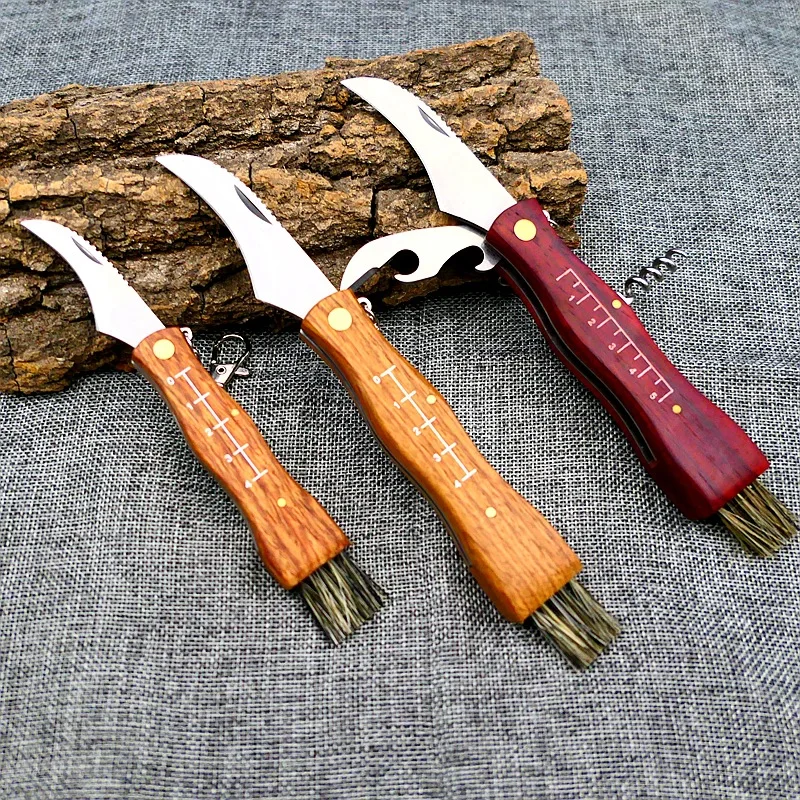Hand Tools Straight Rosewood Blade Mini Portable Pick With Brush Grafting Gardening Knives Mushroom Knife